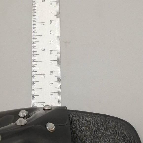 XOXO Womens Sandal Razia Black Slide Clear Studded Strap Chunky High Heel 11 - Picture 6 of 9